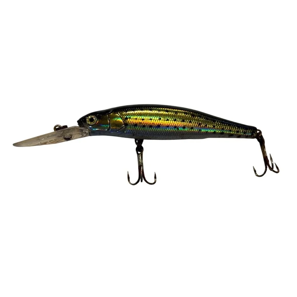 Holographic Gold Silver Deep Diver Minnow Crankbait Fishing Lure 3.5 Inch